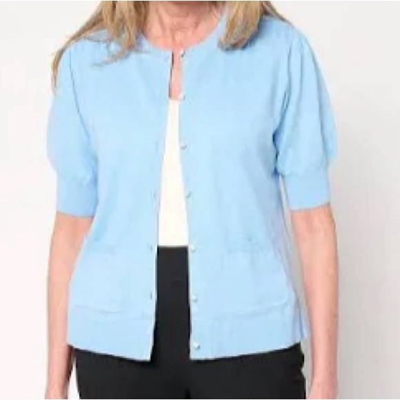 Nwt Isaac Mizrahi Button Front Silk Blend Cardigan Soft Periwinkle Size Xs